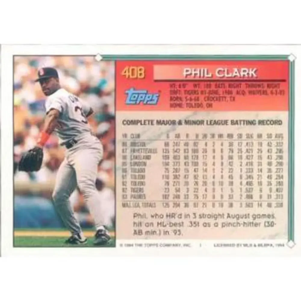 1994 Topps Phil Clark # 408 San Diego Padres